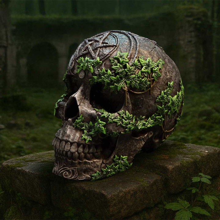 Aged Pentagram Skull 18.8