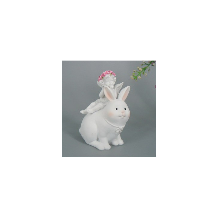 Sujet ange rose sur lapin