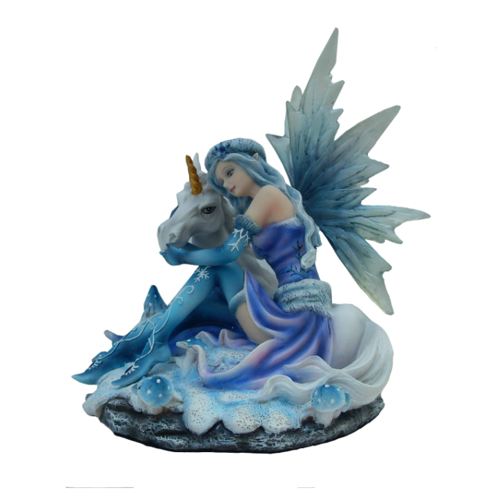 Fée bleu avec licorne 15*