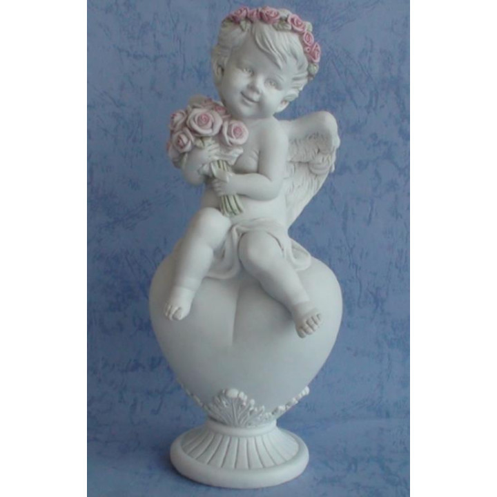 Sujet ange fleur sur coeu