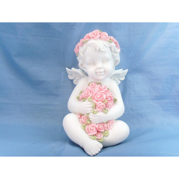 Sujet ange avec fleur ros