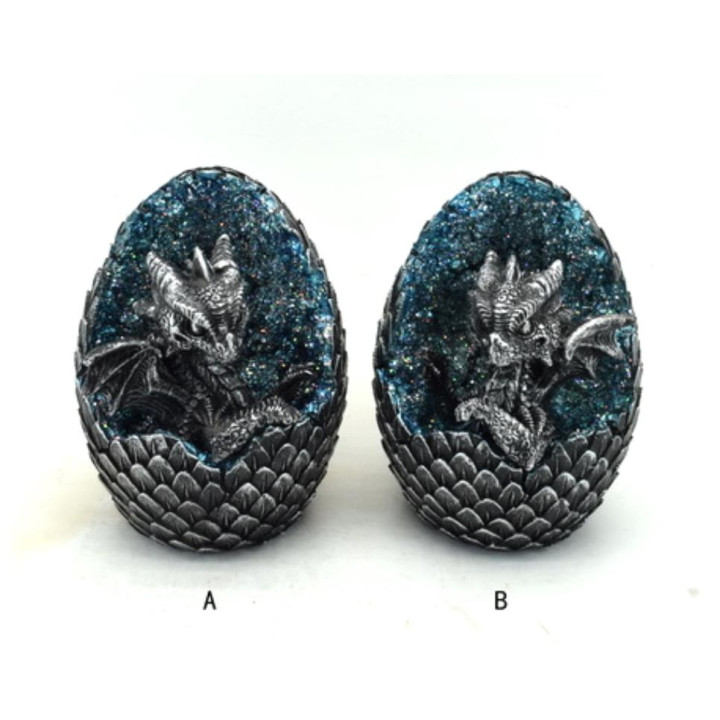 Sujet oeuf dragon argent