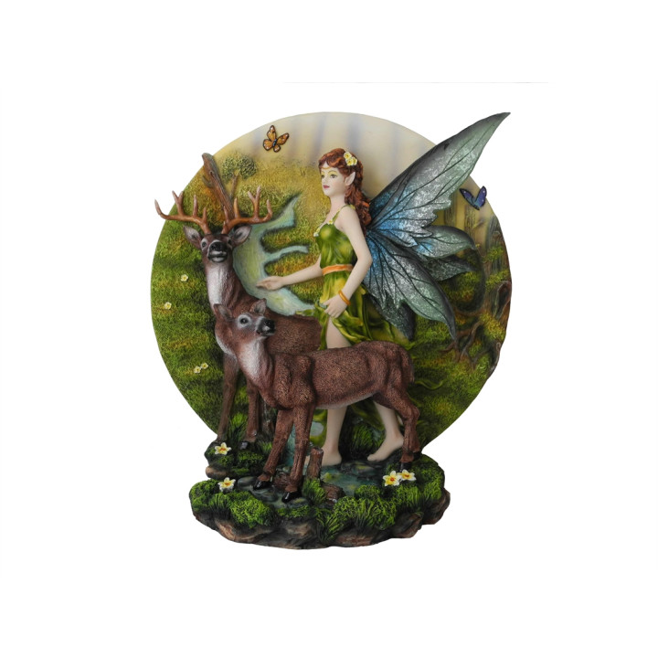Fée avec cerfs 26*22 cms