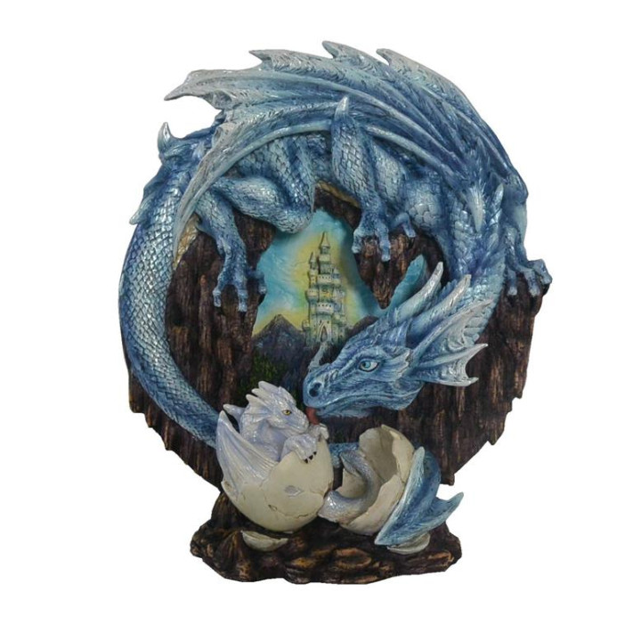 Sujet dragon bleu plat 26