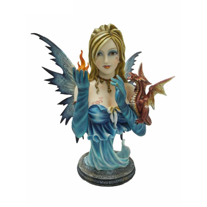 Buste fée bleu avec drago