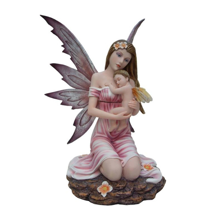 Sujet fée rose avec bébé