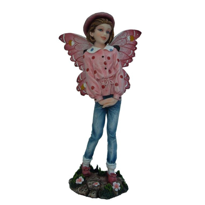 Sujet fée rose 9,5*18 cms