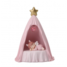Estatueta de Anjo rosa sob a tenda 10,5*14 cms Minimo 1 unid