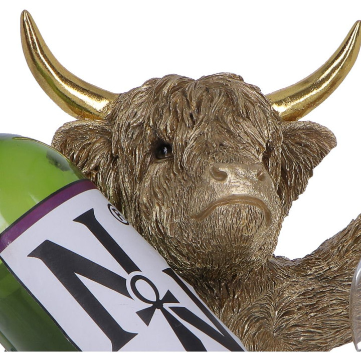 Gold Highland Cow Wine Bo