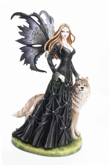 Grande Fada Negra Com Lobo...