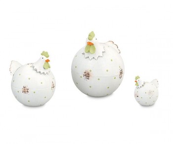S/3 GALLINE BIANCHE/POIS...