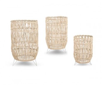 SET. 3 LANTERNE RATTAN...