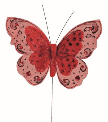 FARFALLA DOPPIA ROSSA POIS...