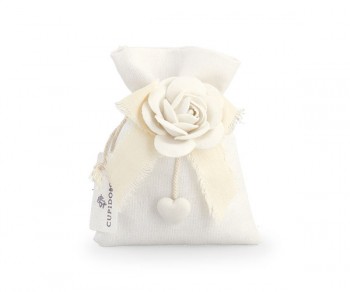 SACCHETTO C/ROSA SOFT BIANCA