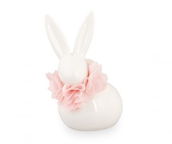 CONIGLIO C/COLLANA FIORI ROSA