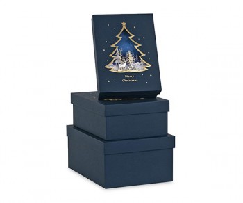 S/3 SCATOLE BLU CON ALBERO...