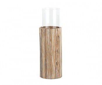 PORTACANDELA LEGNO C/VETR