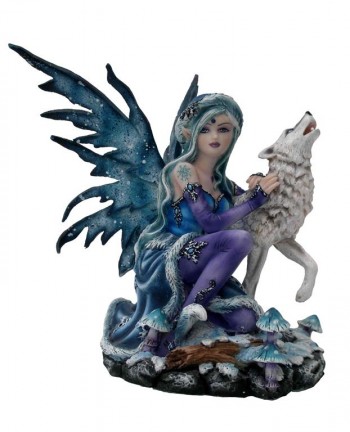 Estatueta De Fada Com Lobo...