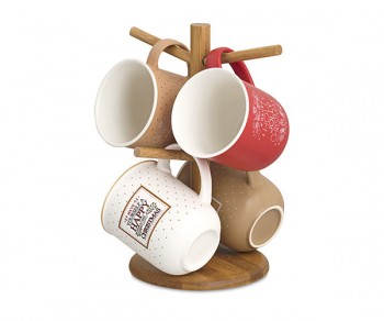 DISPLAY LEGNO CON 4 MUG...