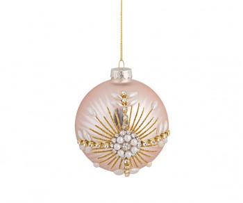 SFERA VETRO ROSA C/PERLE...