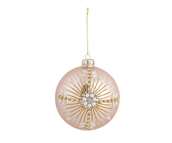 SFERA VETRO ROSA C/PERLE...