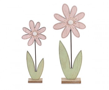 SET 2 FIORI LEGNO ROSA...