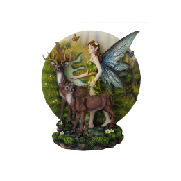 Fée avec cerfs 26*22 cms