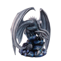 Sujet dragon bleu sur roc