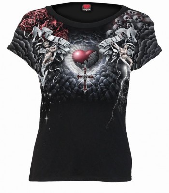 Allover Cap Sleeve Top Black