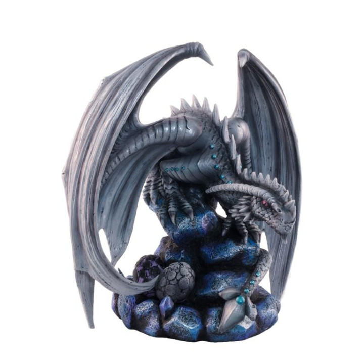 Sujet dragon bleu sur roc